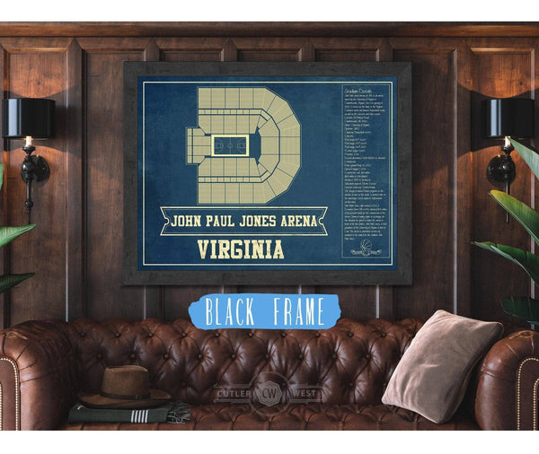 Cutler West Virginia Cavaliers - John Paul Jones Arena Seating Chart - College Basketball Blueprint Art