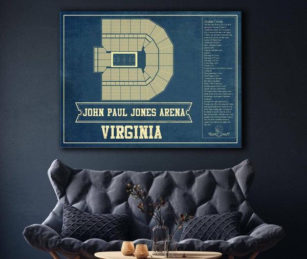 Cutler West Virginia Cavaliers - John Paul Jones Arena Seating Chart - College Basketball Blueprint Art
