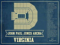Cutler West Basketball Collection 14" x 11" / Unframed Virginia Cavaliers - John Paul Jones Arena Seating Chart - College Basketball Blueprint Art 66207273685010