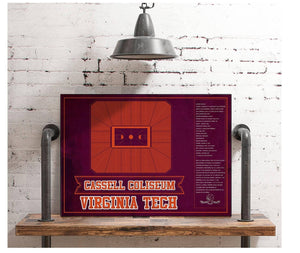 Cutler West Virginia Cavaliers - John Paul Jones Arena Seating Chart -Team Color- College Basketball Blueprint Art