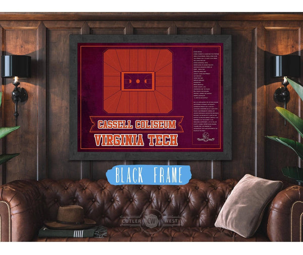 Cutler West Virginia Cavaliers - John Paul Jones Arena Seating Chart -Team Color- College Basketball Blueprint Art