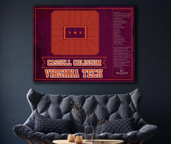 Cutler West Virginia Cavaliers - John Paul Jones Arena Seating Chart -Team Color- College Basketball Blueprint Art