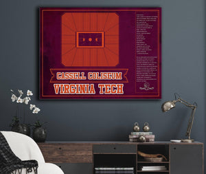 Cutler West Virginia Cavaliers - John Paul Jones Arena Seating Chart -Team Color- College Basketball Blueprint Art