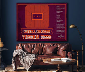 Cutler West Virginia Cavaliers - John Paul Jones Arena Seating Chart -Team Color- College Basketball Blueprint Art