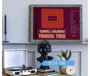 Cutler West Virginia Cavaliers - John Paul Jones Arena Seating Chart -Team Color- College Basketball Blueprint Art