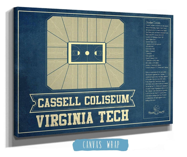 Cutler West Virginia Tech Hokies - Cassell Coliseum Seating Chart - College Basketball Blueprint Art