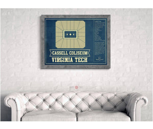 Cutler West Virginia Tech Hokies - Cassell Coliseum Seating Chart - College Basketball Blueprint Art