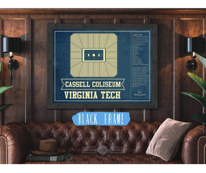 Cutler West Virginia Tech Hokies - Cassell Coliseum Seating Chart - College Basketball Blueprint Art