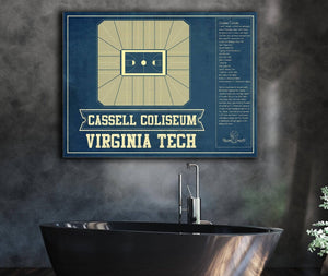 Cutler West Virginia Tech Hokies - Cassell Coliseum Seating Chart - College Basketball Blueprint Art