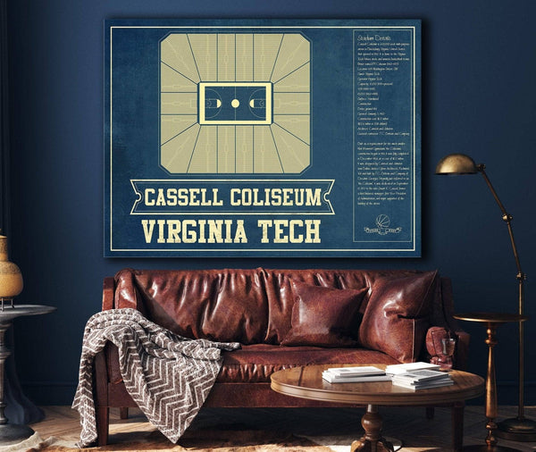 Cutler West Virginia Tech Hokies - Cassell Coliseum Seating Chart - College Basketball Blueprint Art