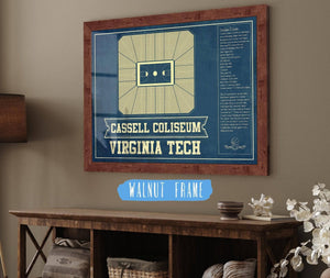 Cutler West Virginia Tech Hokies - Cassell Coliseum Seating Chart - College Basketball Blueprint Art