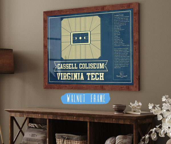 Cutler West Virginia Tech Hokies - Cassell Coliseum Seating Chart - College Basketball Blueprint Art