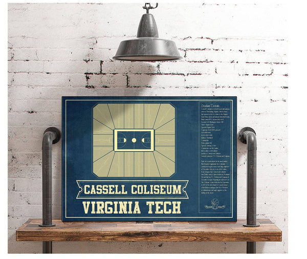 Cutler West Virginia Tech Hokies - Cassell Coliseum Seating Chart - College Basketball Blueprint Art
