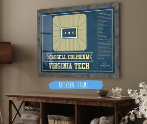 Cutler West Virginia Tech Hokies - Cassell Coliseum Seating Chart - College Basketball Blueprint Art