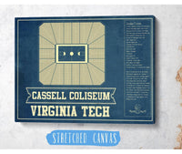 Cutler West Virginia Tech Hokies - Cassell Coliseum Seating Chart - College Basketball Blueprint Art