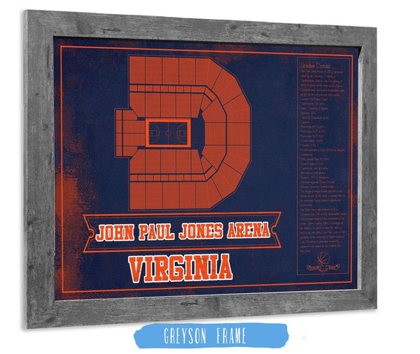 14" x 11" / Greyson Frame Cutler West Virginia Tech Hokies - Cassell Coliseum Seating Chart - College Basketball Blueprint Team Color Art