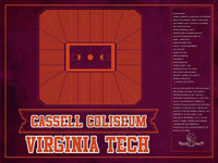 Cutler West Basketball Collection 14" x 11" / Unframed Virginia Cavaliers - John Paul Jones Arena Seating Chart -Team Color- College Basketball Blueprint Art 662072736-TEAM85142
