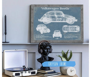Cutler West Volkswagen Beetle Blueprint Vintage Auto Print