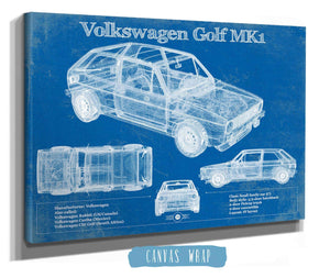 Cutler West Volkswagen Golf MK1 Vintage Blueprint Auto Print