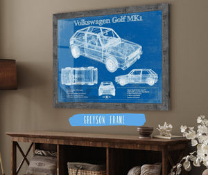 Cutler West Volkswagen Golf MK1 Vintage Blueprint Auto Print