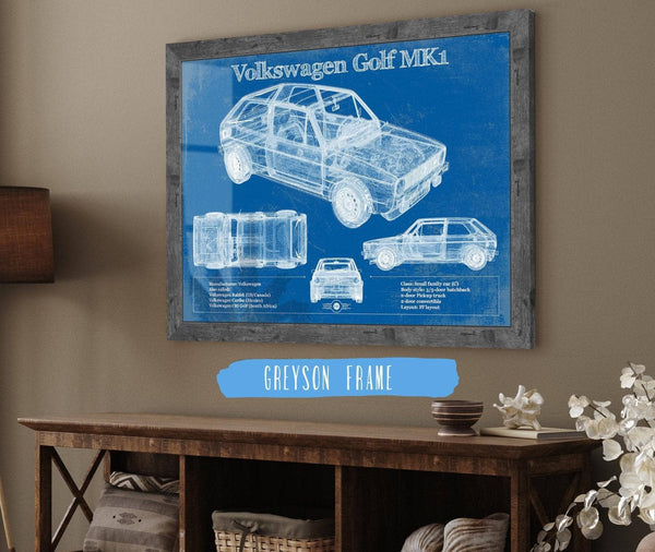 Cutler West Volkswagen Golf MK1 Vintage Blueprint Auto Print