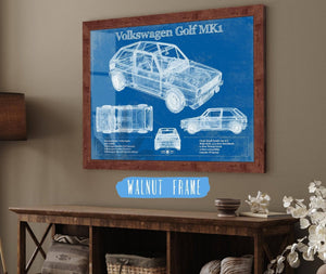 Cutler West Volkswagen Golf MK1 Vintage Blueprint Auto Print