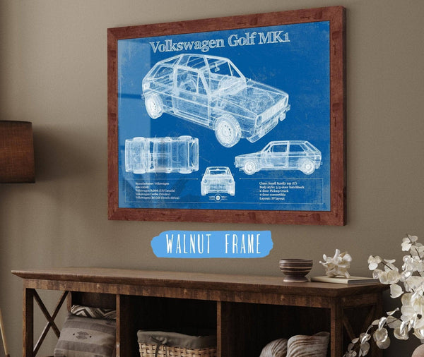 Cutler West Volkswagen Golf MK1 Vintage Blueprint Auto Print