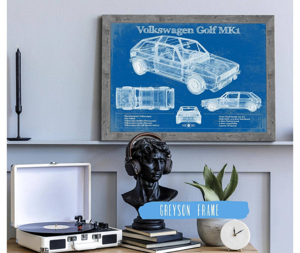 Cutler West Volkswagen Golf MK1 Vintage Blueprint Auto Print