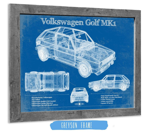 14" x 11" / Greyson Frame Cutler West Volkswagen Golf MK1 Vintage Blueprint Auto Print
