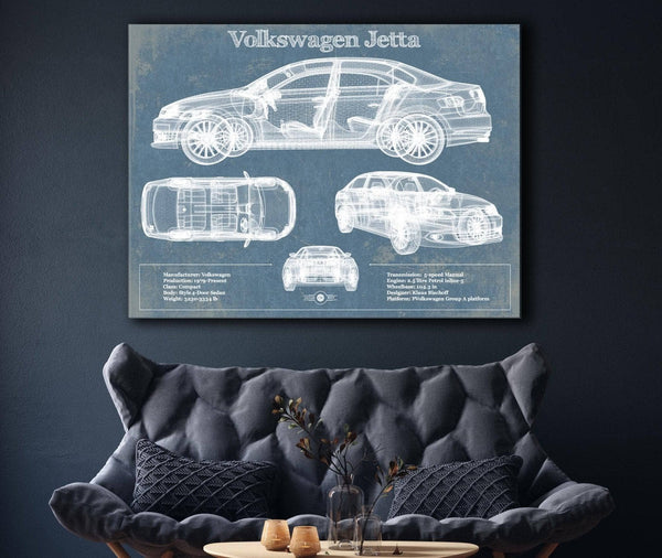 Cutler West Volkswagen Jetta Vintage Blueprint Auto Print