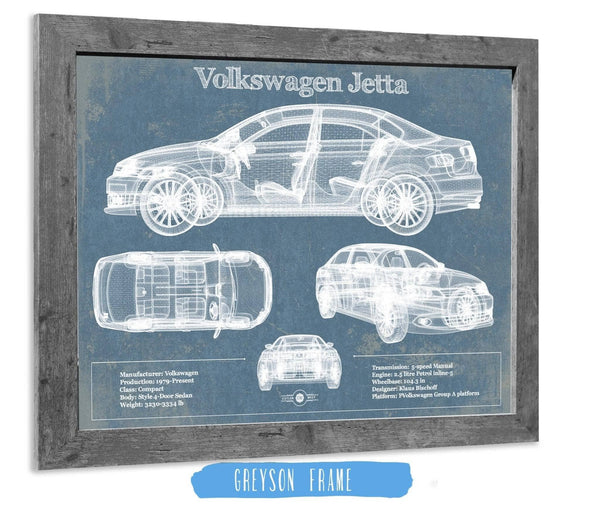 14" x 11" / Greyson Frame Cutler West Volkswagen Jetta Vintage Blueprint Auto Print