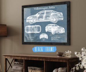 20" x 16" / Black Frame Cutler West Volkswagen Jetta Vintage Blueprint Auto Print