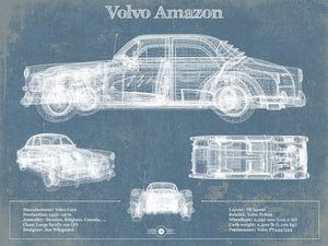 14" x 11" / Unframed Cutler West Volvo Amazon Vintage Blueprint Auto Print