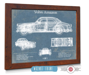 20" x 16" / Walnut Frame Cutler West Volvo Amazon Vintage Blueprint Auto Print