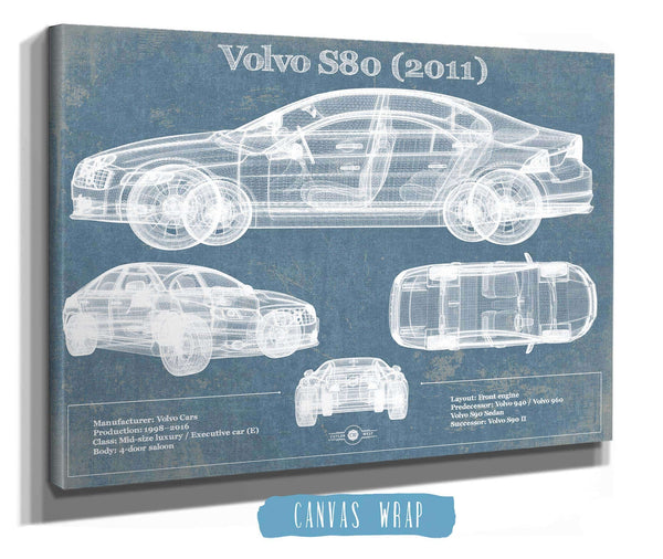 Cutler West Volvo S80 (2011) Vintage Blueprint Auto Print