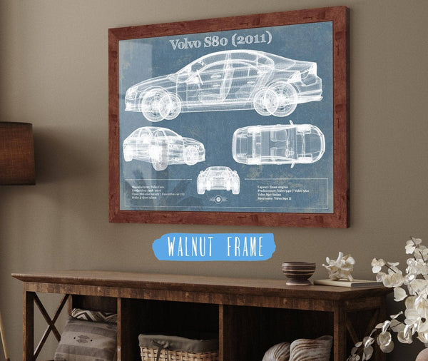 Cutler West Volvo S80 (2011) Vintage Blueprint Auto Print