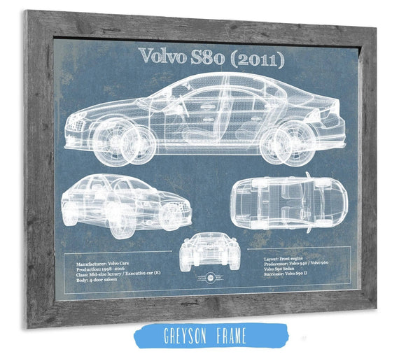 Cutler West Volvo S80 (2011) Vintage Blueprint Auto Print