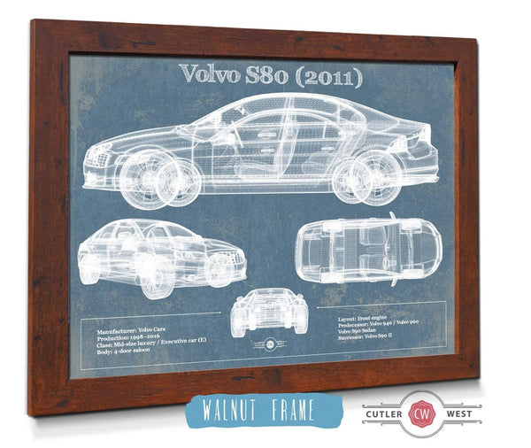 Cutler West Volvo S80 (2011) Vintage Blueprint Auto Print