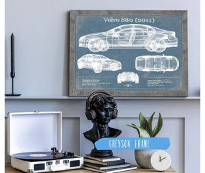 Cutler West Volvo S80 (2011) Vintage Blueprint Auto Print