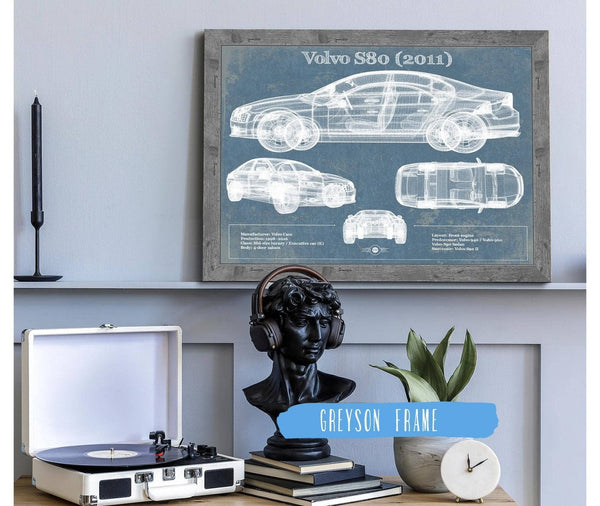 Cutler West Volvo S80 (2011) Vintage Blueprint Auto Print