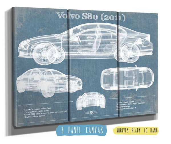 Cutler West Volvo S80 (2011) Vintage Blueprint Auto Print