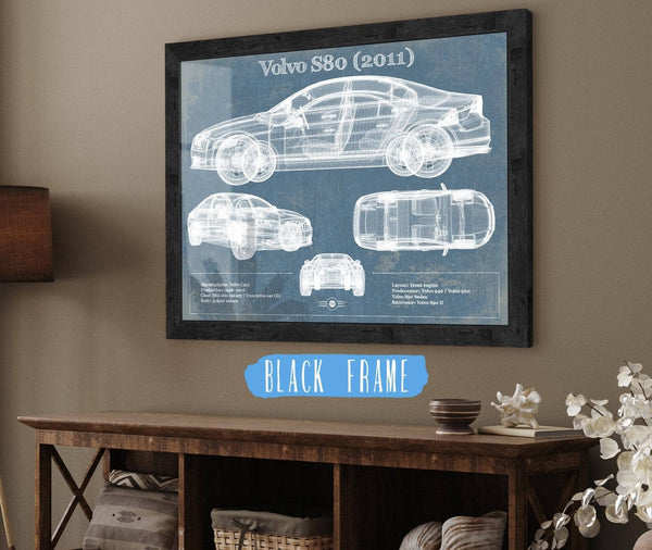 Cutler West Volvo S80 (2011) Vintage Blueprint Auto Print