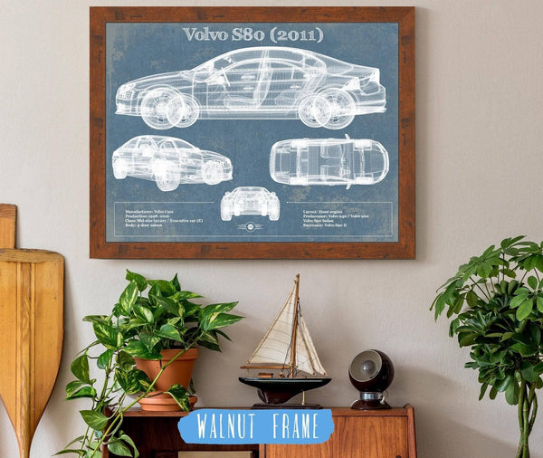 Cutler West Volvo S80 (2011) Vintage Blueprint Auto Print