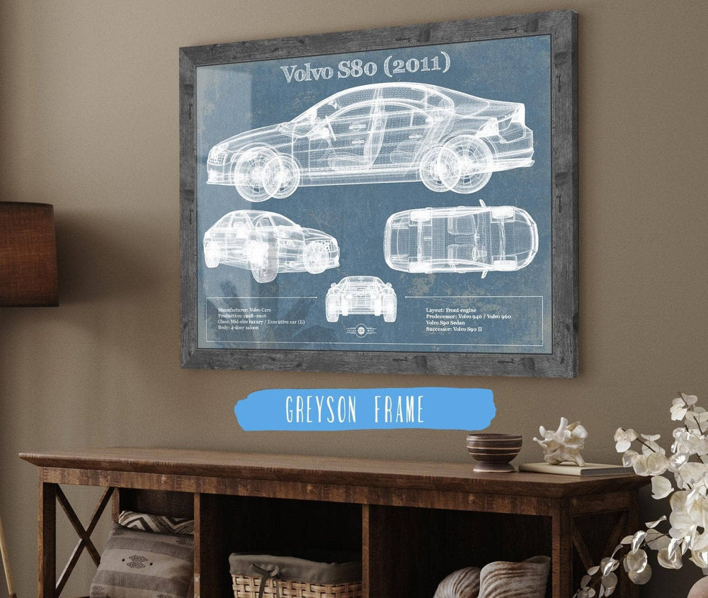 Cutler West Volvo S80 (2011) Vintage Blueprint Auto Print