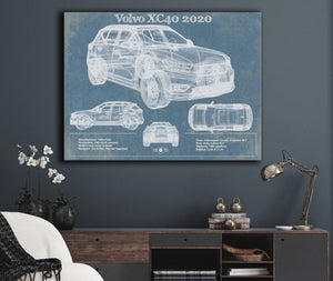 Cutler West Volvo XC40 SUV Vintage Blueprint Auto Print