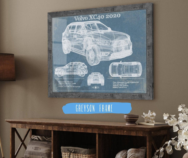 Cutler West Volvo XC40 SUV Vintage Blueprint Auto Print