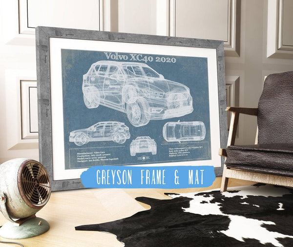 Cutler West Volvo XC40 SUV Vintage Blueprint Auto Print