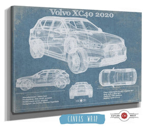 Cutler West Volvo XC40 SUV Vintage Blueprint Auto Print