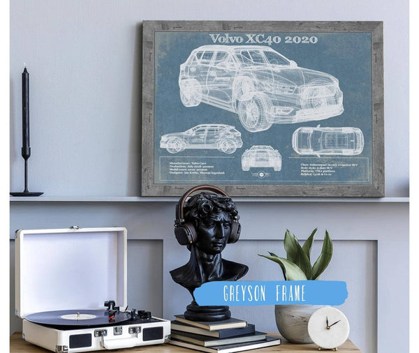 Cutler West Volvo XC40 SUV Vintage Blueprint Auto Print