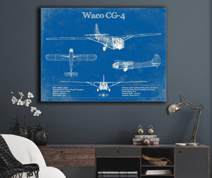 Cutler West Waco CG-4 Military Aircraft Patent Blueprint Original Military Wall Art